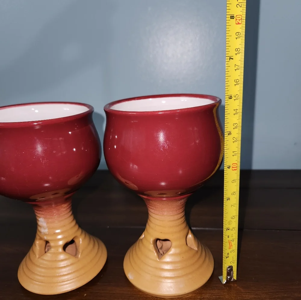 Pair of Vintage Czechoslovakia Pottery Goblets